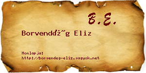 Borvendég Eliz névjegykártya